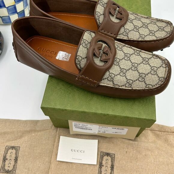 Men's Gucci interlocking GG Supreme driver loafers size 11.5 made in Italy - Picture 9 of 10